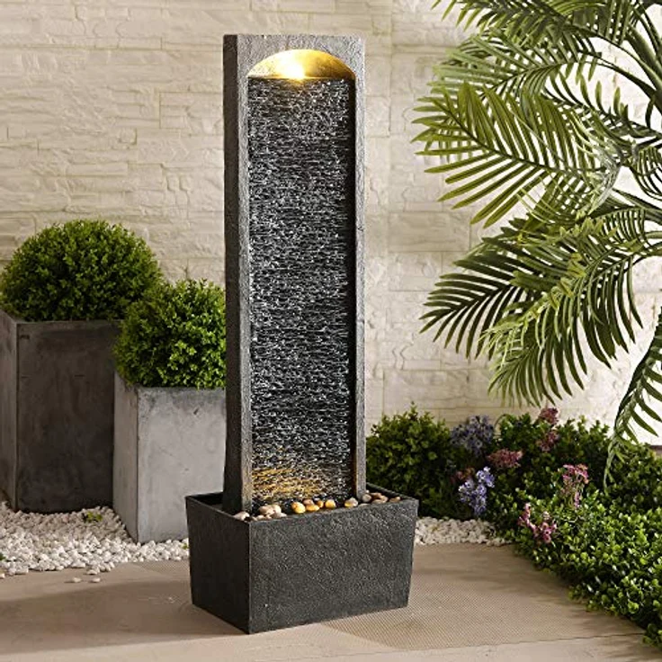 Peaktop - Garten Terrasse Stein 38 Zoll aufrechter Wasserfall Brunnen RJ-19041-EU – Bild 2