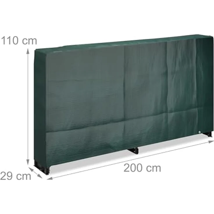 Relaxdays Kaminholzregal mit Abdeckung, aus Eisen, HBT: 110x200x29 cm, für Holz ab 25 cm, schwarz/grün – Bild 4