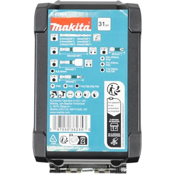 Makita Bohrer- und Bit-Set E-22866 Impact Black, 31-teilig mit Zubehör – Bild 3