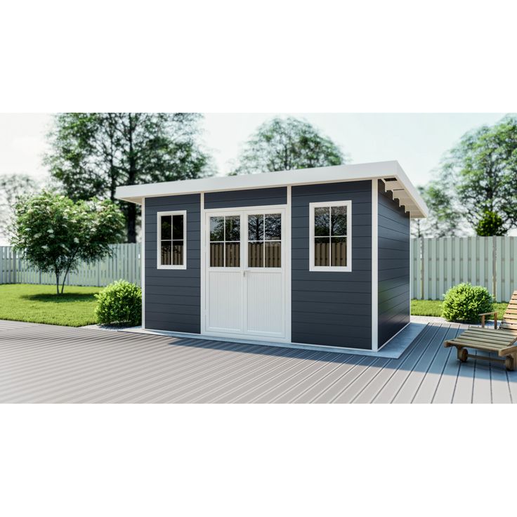 elephant Gartenhaus 'Ausführung L' WPC mit Flachdach anthrazit, 100 % FSC®-zertifiziert, pflegeleicht und mit zweiflügeliger Tür