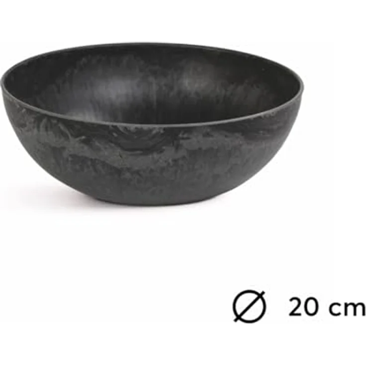 matches21 wetterfeste Pflanzschale für draussen - große Dekoschale in schwarz marmoriert als Blumenschale - Garten Schale in 20 cm für Blumen, Bonsai oder Friedhof Grabschale – Bild 2