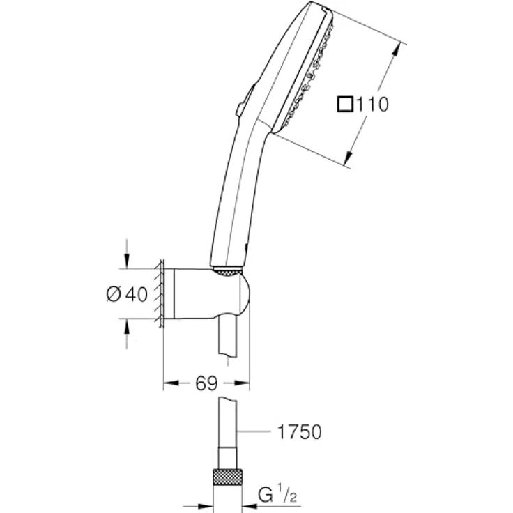 Grohe Vitalio Comfort 110, Duschbrause Schwarz matt mit 2 Strahlarten und Quickfix Installation – Bild 8