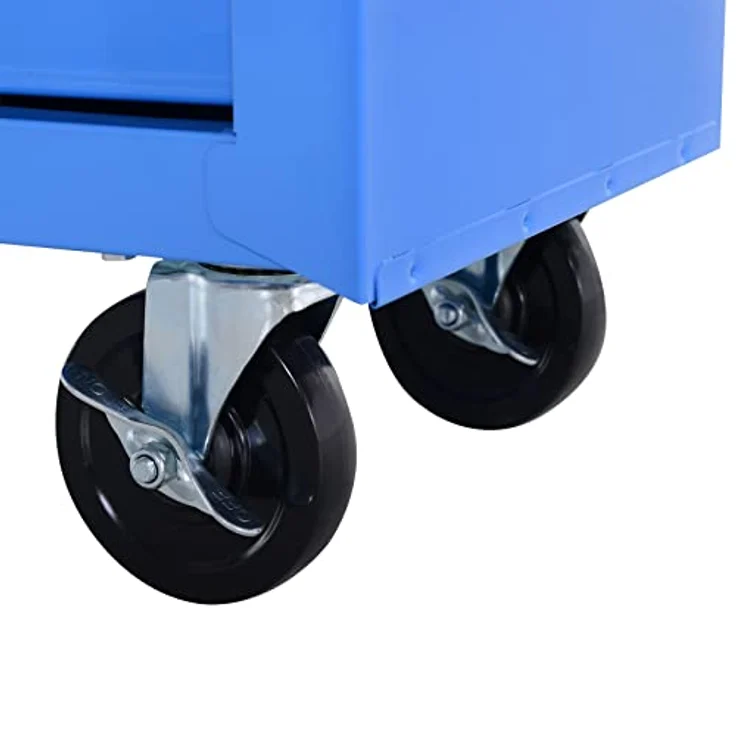 Homcom® Fahrbarer Werkstattwagen Werkzeugwagen Rollwagen Werkzeugkasten mit 5 Schubladen blau – Bild 9