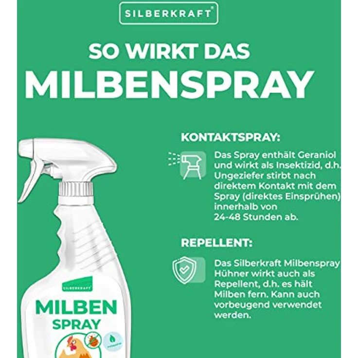 Silberkraft Milbenspray 500 ml für Hühner und Ziervögel, zuverlässiger Milbenschutz, effizientes und garantiert hilfreiches Anti-Milben-Mittel – Bild 3