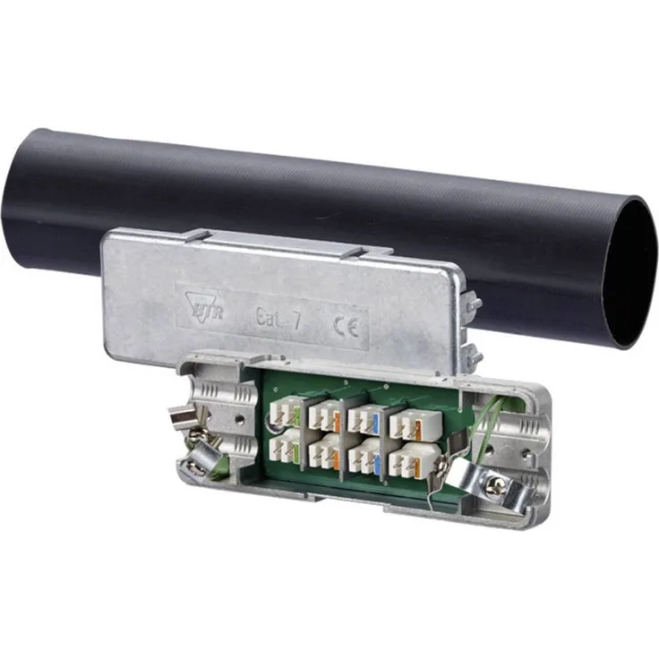 Metz Connect 130863-01-E, Verteiler-Box flexibel für Cat 5, Cat 6 und Cat 7, 8 Klemmstellen, stabile Metallgehäuse, Schraubenlos, Silber