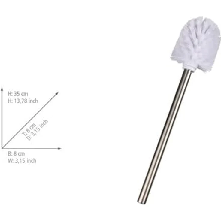 WENKO WC-Bürste mit Edelstahlstiel Matt Ø 8 x 35 cm - Ersatz-Toilettenbürste, Edelstahl rostfrei, 8 x 35 x 8 cm, Matt – Bild 2