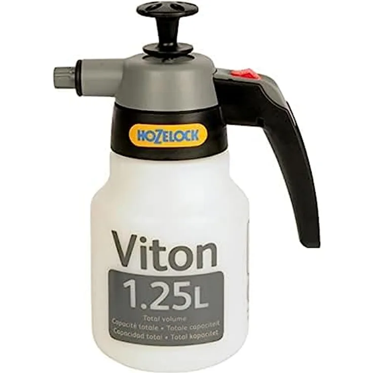 Hozelock Viton Drucksprüher, 1,25 Liter, mit Edelstahl-Pumpenstange und widerstandsfähigen Dichtungen