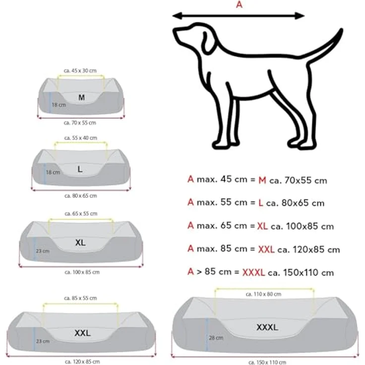 BedDog 2in1 Hundebett MAX Quattro, großes Hundekörbchen aus Cordura, waschbares Hundebett mit Rand, Hundesofa für drinnen, draußen, XL, Mocca, schwarz-braun – Bild 3