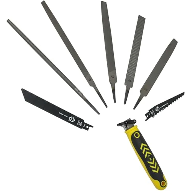 C.K Multifunktions Sägen und Feilen Satz, Mehrzweck-Set mit Schnellwechselvorrichtung und 8 Zoll Feilen für Metall, Holz, Kunststoff und Gipskarton – Bild 1