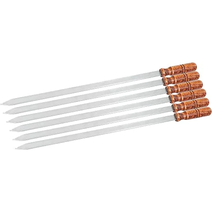 BEM Schaschlikspieße Adana (Set, 6-St), besonders dick, Edelstahl mit Hartholzgriffen – Bild 3