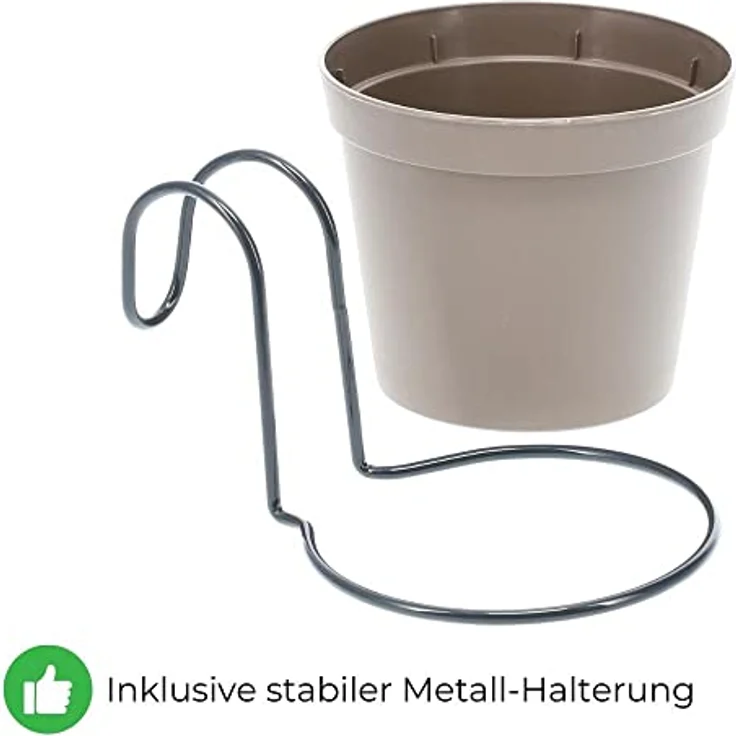 GarPet 4 x Hängetopf Blumentopf Pflanztopf Set mit Halterung Metall Wandhalterung Haken Aufhängung innen außen Pflanzenhänger Kunststoff – Bild 4