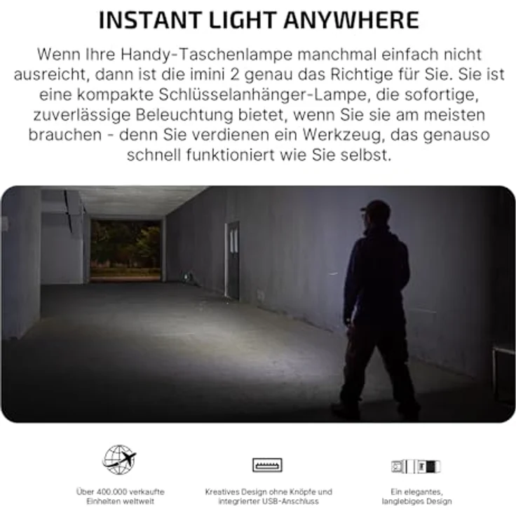 OLIGHT iMini 2 Mini LED Taschenlampe, USB-aufladbar, 50LM, IPX6, magnetische Basis, warmes Rot, 19,5g – Bild 2