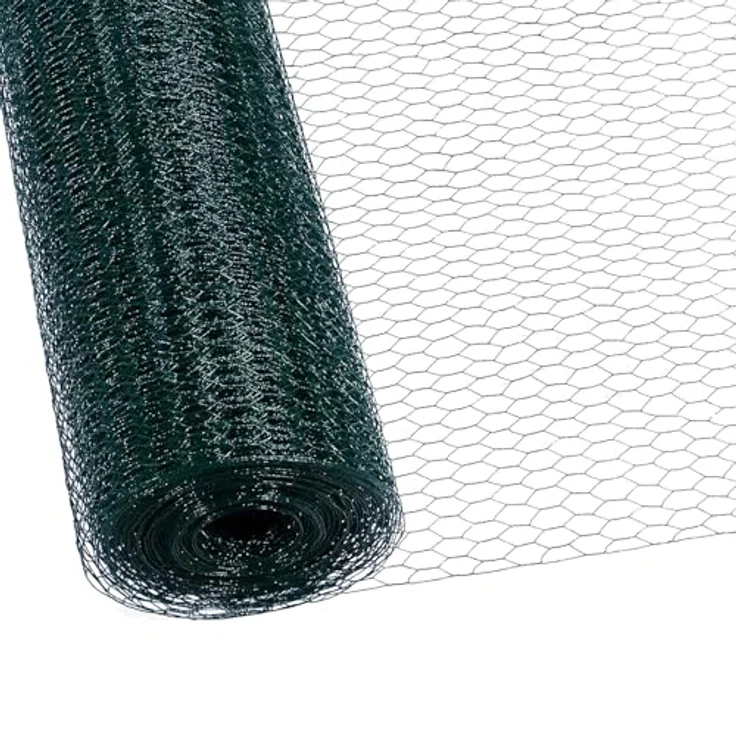 CCLIFE Hühnerzaun Geflügelnetz, PVC-beschichtet, Maschenweite 25 mm, Höhe 100 cm, Länge 25/50 m, Grün – Bild 1