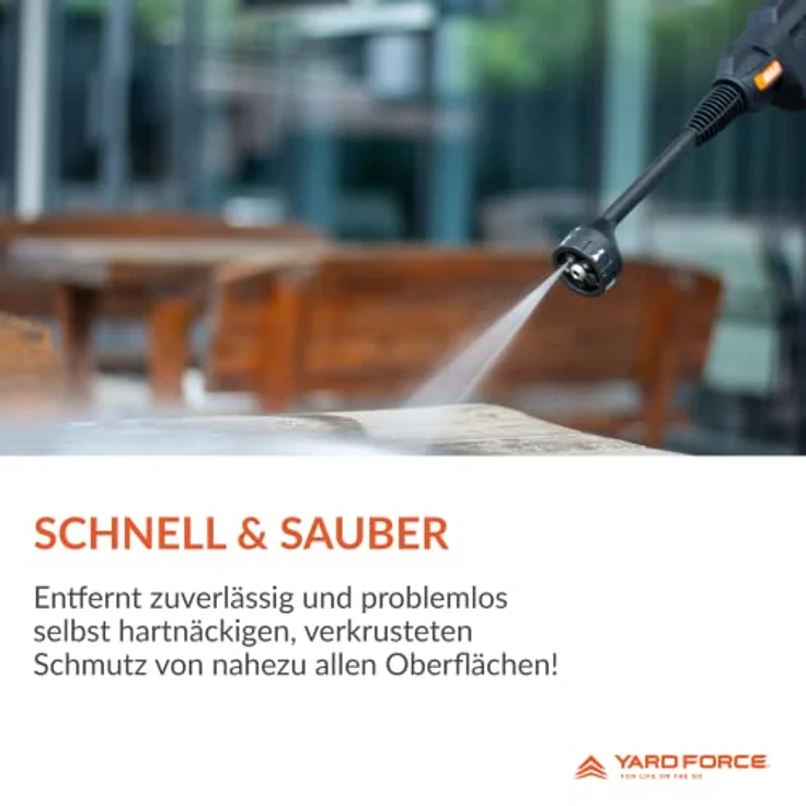 Yard Force AquaJet Akku-Hochdruckreiniger LW C02A für Bewässerung, Reinigung & Desinfektion, 20V / 2,5 Ah, max. 22 bar Druck, Durchflussmenge 180 L/h, mit Akku – Bild 3