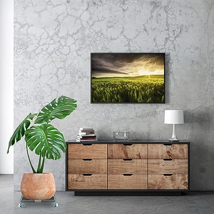 Relaxdays Pflanzenroller, ausziehbarer Blumenroller, BxT: 44x44–70x70 cm, Grau/Silber, Kunststoff, Edelstahl – Bild 5