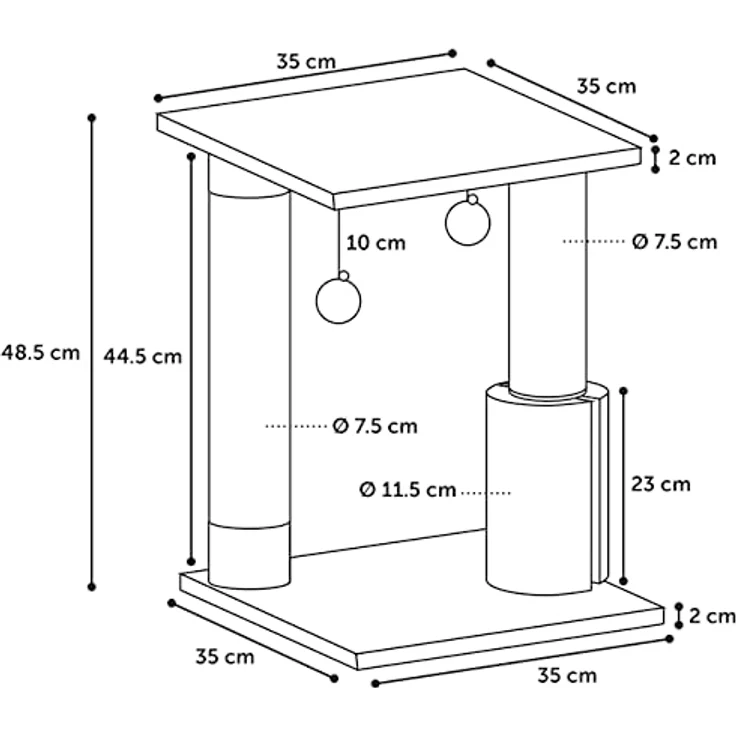 Flamingo Kratzbaum UNA, kompakt und stilvoll in Creme/Natur, mit Sisal-Kratzsäule und gemütlicher Liegefläche für Katzen – Bild 3