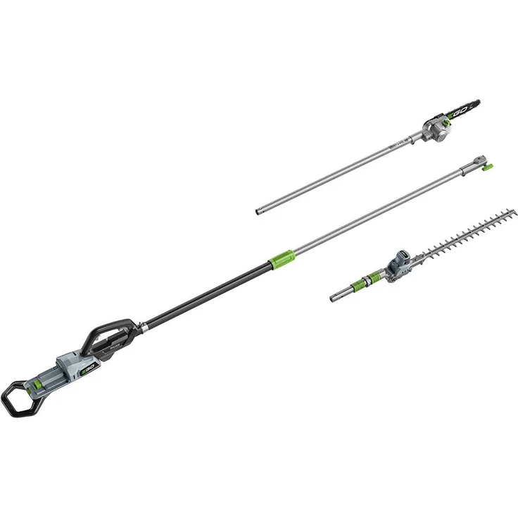 EGO PPCX1000 Teleskopgeräte-Set, Akku-Heckenschneider mit Teleskopstange bis 4 m, Hochentasteraufsatz PSX2500 und Heckenscherenaufsatz PTX5100, bürstenloser Motor