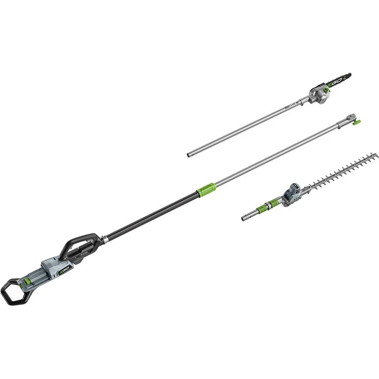 EGO PPCX1000 Teleskopgeräte-Set, Akku-Heckenschneider mit Teleskopstange bis 4 m, Hochentasteraufsatz PSX2500 und Heckenscherenaufsatz PTX5100, bürstenloser Motor
