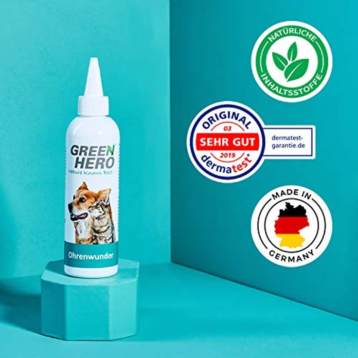 Green Hero Ohrenwunder pflegt das Ohr und unterstützt den Regenerationsprozess bei Ohrmilben Juckreiz Entzündungen Infektionen Läusen für Hund und Katze 200ml – Bild 3