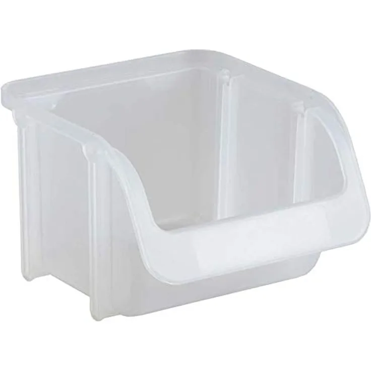 hünersdorff Sichtbox Größe 1 (115x102x74 mm), transparente Stapelbox aus bruchsicherem Polypropylen, lebensmittelecht, BPA-frei für Werkstatt, Lager & Haushalt