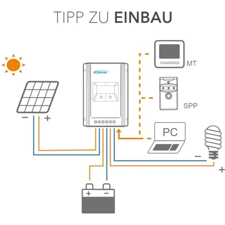 EPEVER Tracer2210AN MPPT EPSolar Laderegler 20A automatische Erkennung 12V/24V, Wohnmobil geeignet, LCD mit Hintergrundbeleuchtung – Bild 4