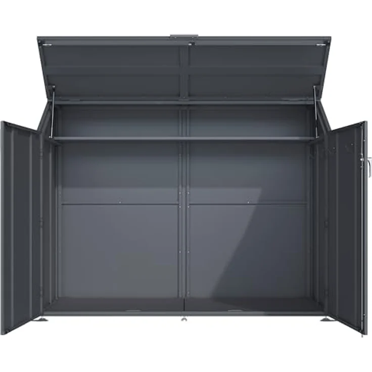DEGAMO Fahrradgarage Freiburg, Metall anthrazit (RAL 7016), für bis zu 4 Fahrräder, wetterfest, abschließbar, 200x100x157cm – Bild 5