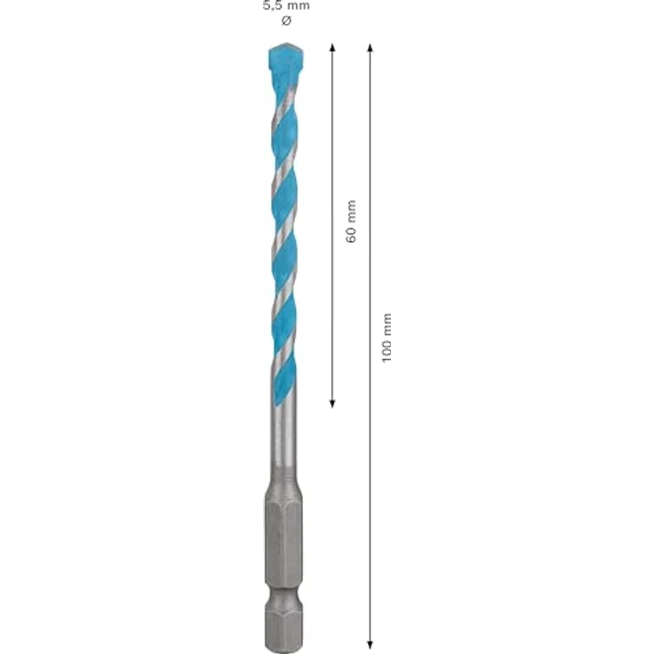 Bosch Expert HEX-9 MultiConstruction Bohrer, 5,5x60x100mm, präzises Bohren in mehrere Materialien, Sechskantschaft für maximale Kraftübertragung – Bild 3