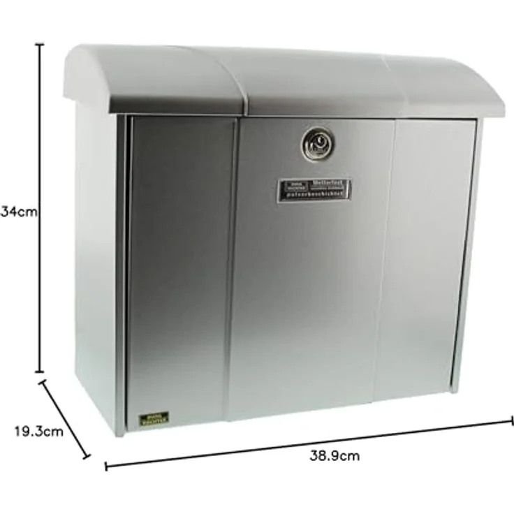 BURG-WÄCHTER Briefkasten mit aufklappbarem Regendach, A4 Einwurf-Format, EU Norm EN 13724, Verzinkter Stahl, Olymp 916 Si, Silber – Bild 7