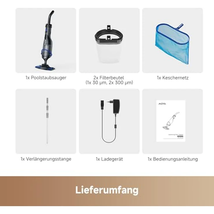 MOVA Handler V10, Kabelloser Poolsauger mit 4.200 L/h Saugleistung, 60 Min Laufzeit, transparentem Saugkopf, 1,8 m Teleskopgriff – Bild 9