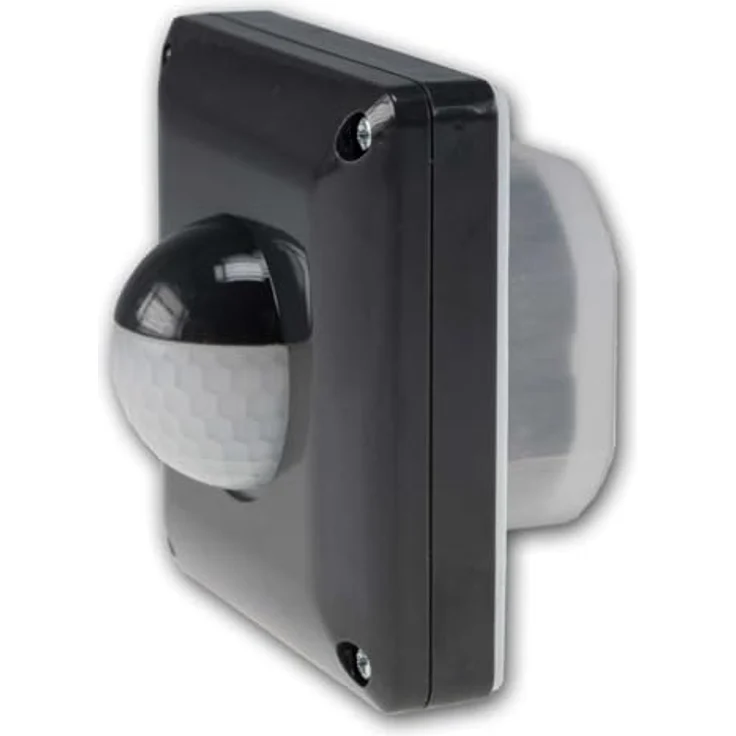 world-trading-net Unterputz Bewegungsmelder, schwarz, 2 & 3-Draht Technik, 190°, 230V/500W, max. 9m, LED geeignet, IP65 – Bild 1