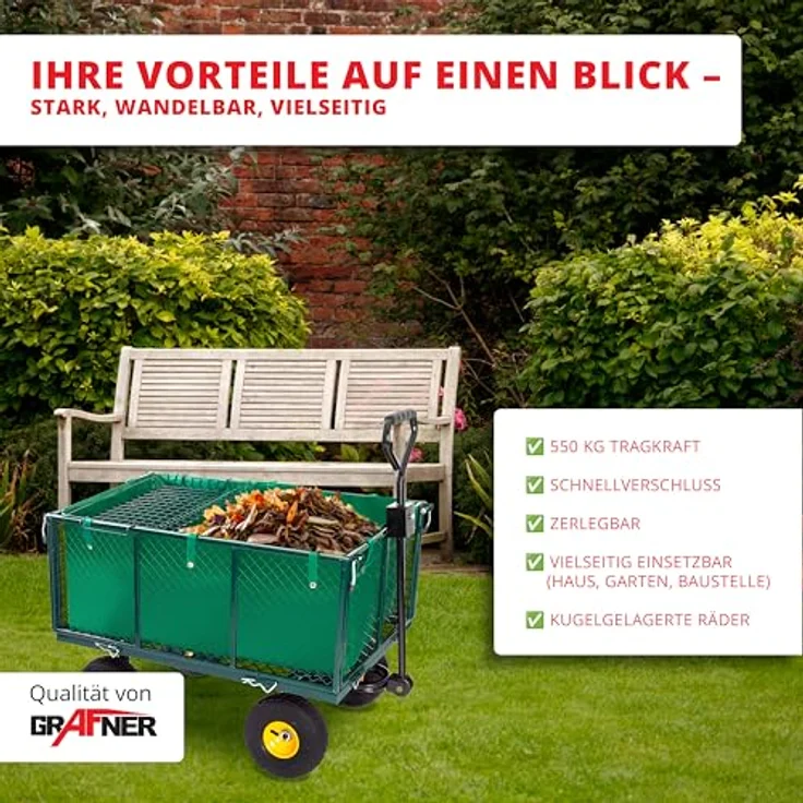 Grafner Gartenwagen Transportwagen 550 kg GW10740 – Bild 3
