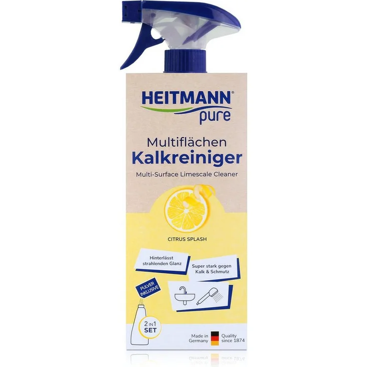 HEITMANN Heitmann pure Multiflächen Kalkreiniger, 25g Pulverflasche für kraftvolle Reinigung ohne Rückstände