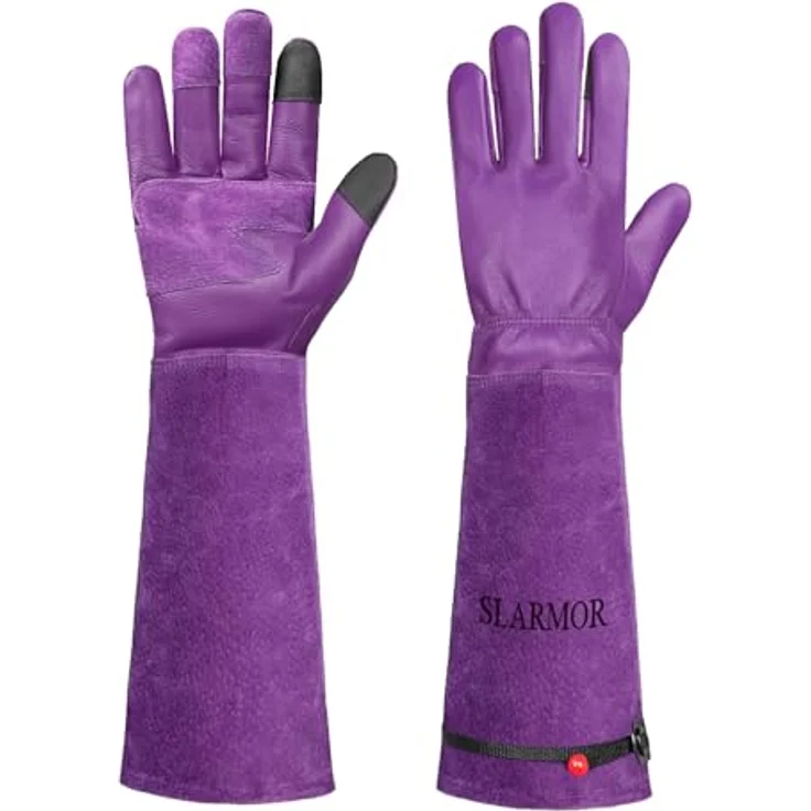 SLARMOR Gartenhandschuhe, Lange dornenfeste Arbeitshandschuhe aus hochwertigem Rindsleder für Damen und Herren – Bild 1