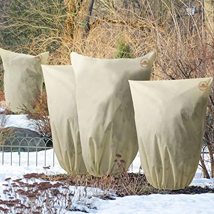 Gardebruk Kübelpflanzensack Reißverschluss Garten Frostschutzhaube Winterschutzhaube Pflanzenschutzhaube Frostschutzvlies Beige versch. Größen – Bild 3