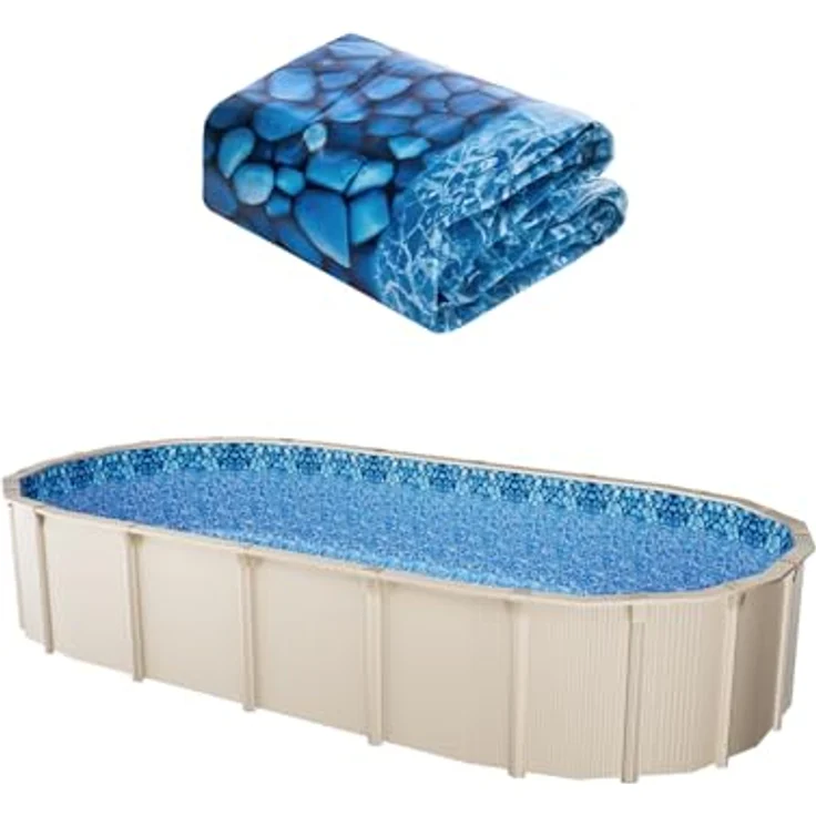 VEVOR YCNCOVAL15309D7RJV0, Ovale Schwimmbeckenauskleidung aus Vinyl, blau, kompatibel mit 4,57 m x 9,14 m Becken, langlebig und reißfest – Bild 1