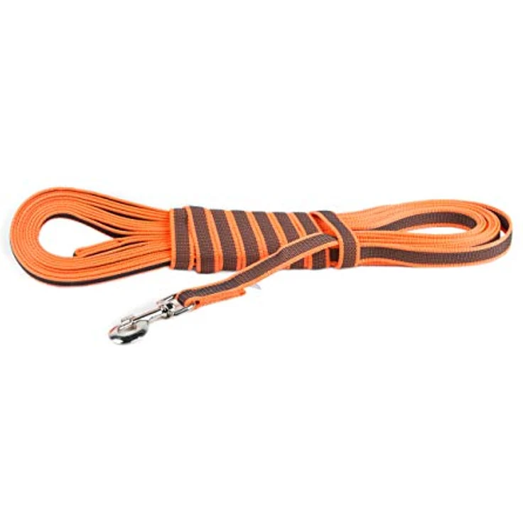 Julius-K9 Schleppleine Super Grip, gummierte und wasserfeste Hundeleine mit Handschlaufe, orange – Bild 1