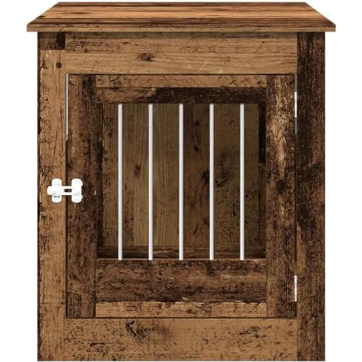 vidaXL Hundekäfig im Möbelstil Altholz-Optik 64,5x80x71 cm, praktische 2-in-1 Funktion, robuste Konstruktion, belüftetes Design, abschließbare Tür – Bild 5
