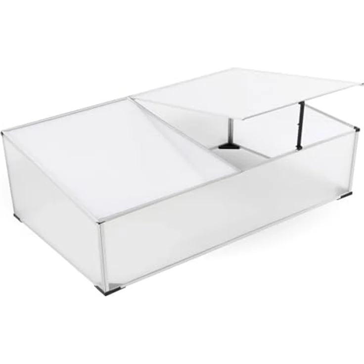 Frühbeetkasten mit geteiltem Deckel - 120 x 80 cm - Kleines Gewächshaus mit Schrägdach - Polycarbonat Treibhaus Kasten Gemüsebeet Abdeckung – Bild 1