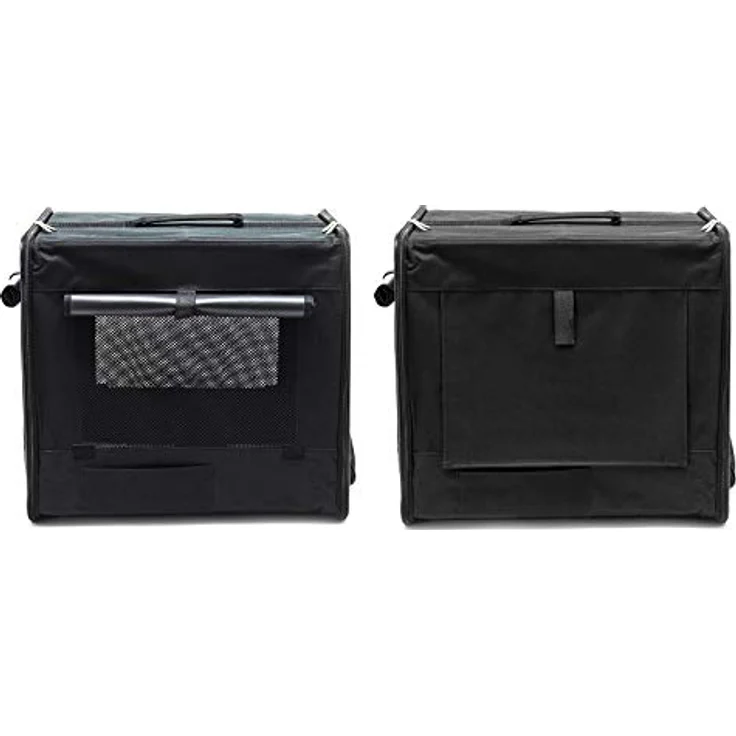 Wiltec Fudajo Faltbare Transportbox für Hunde, Katzen M (58x46x53 cm), robust, leicht, sicher, mit entnehmbarem Kissen, Schwarz – Bild 5
