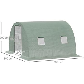 Outsunny Foliengewächshaus begehbares Polytunnel 3 x 3 m Gewächshaus
