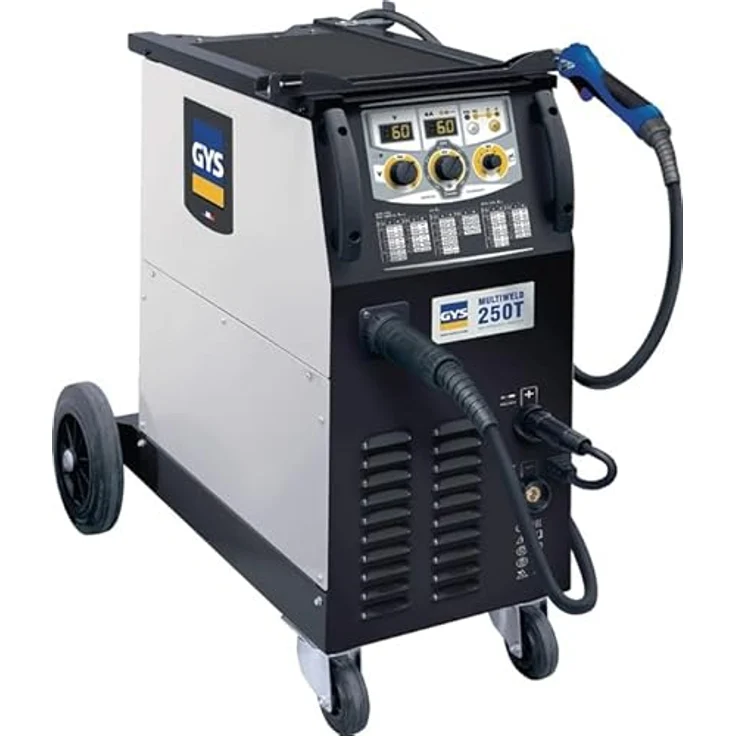 GYS MULTIWELD 250T, Inverter Schweissgerät für MIG/MAG, Fülldraht- und E-Hand-Schweissen, 250A, mobil auf Rollen, robust, inkl. digitalem Bedienfeld – Bild 2