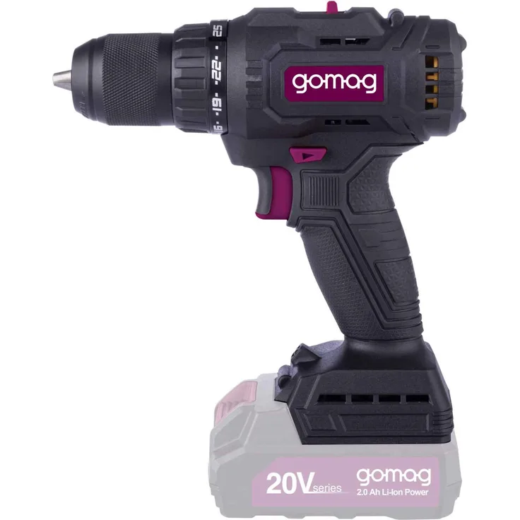 Scheppach Gomag Akku-Bohrschrauber GO-BS60BL, 20V mit 60 Nm Drehmoment, bürstenloser Motor, 25+1 Drehmomentstufen