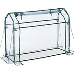 Relaxdays Foliengewächshaus, PVC-Folie, aufrollbare Tür, HxBxT: 92 x 124 x 42 cm, Frühbeet mit Stecksystem, transparent