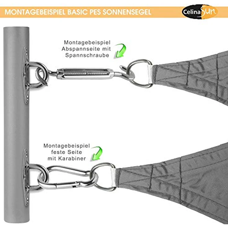 CelinaSun Sonnensegel inkl Befestigungsseile PES Basic Dreieck gleichseitig 3 x 3 x 3 m sandbeige Sonnenschutz wasserabweisend – Bild 5