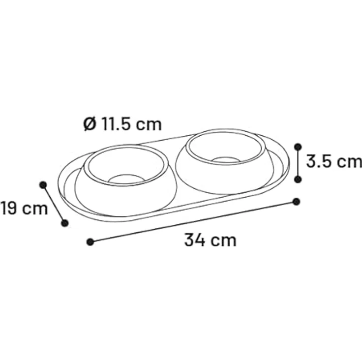 Flamingo Futter- und Trinknapf Duo Dinner Grafa Oval, Edelstahl mit antirutsch-Boden, dunkelgrau, 2x220ml, 34x19x3,5cm – Bild 5