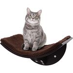 Pawhut Katzenliege Katzen Wandliege Katzenbett Katzenregal Wandmontage Plüschauflage MDF Braun 41 x 28 x 21 cm