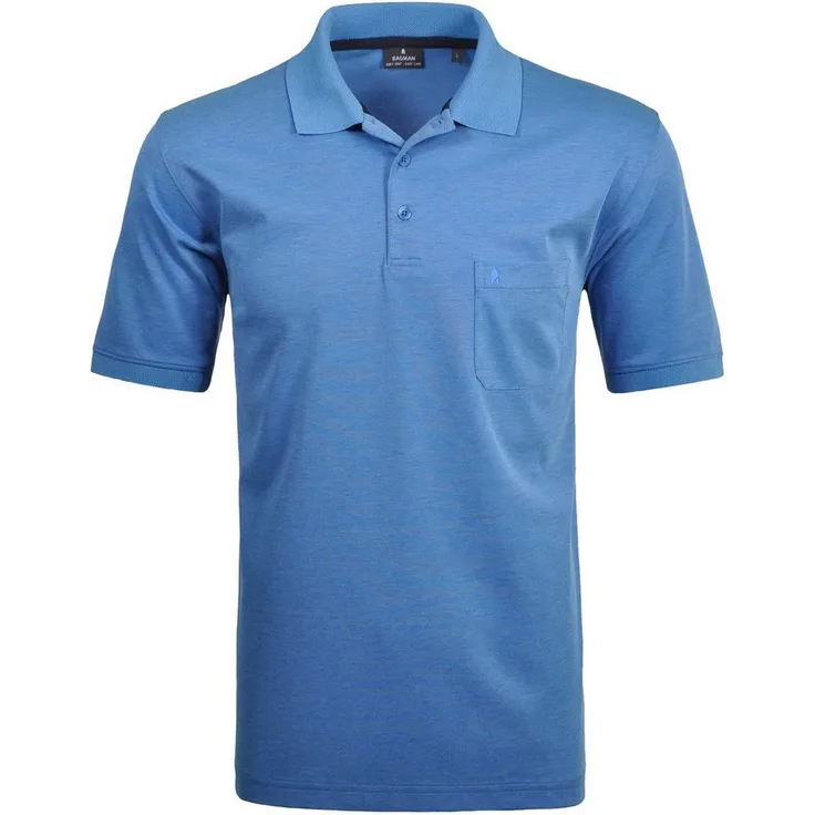 RAGMAN Poloshirt Herren Poloshirt - Oberteil, Softknit-Polo, einfarbig mit Brusttasche, Knopfleiste - Blau
