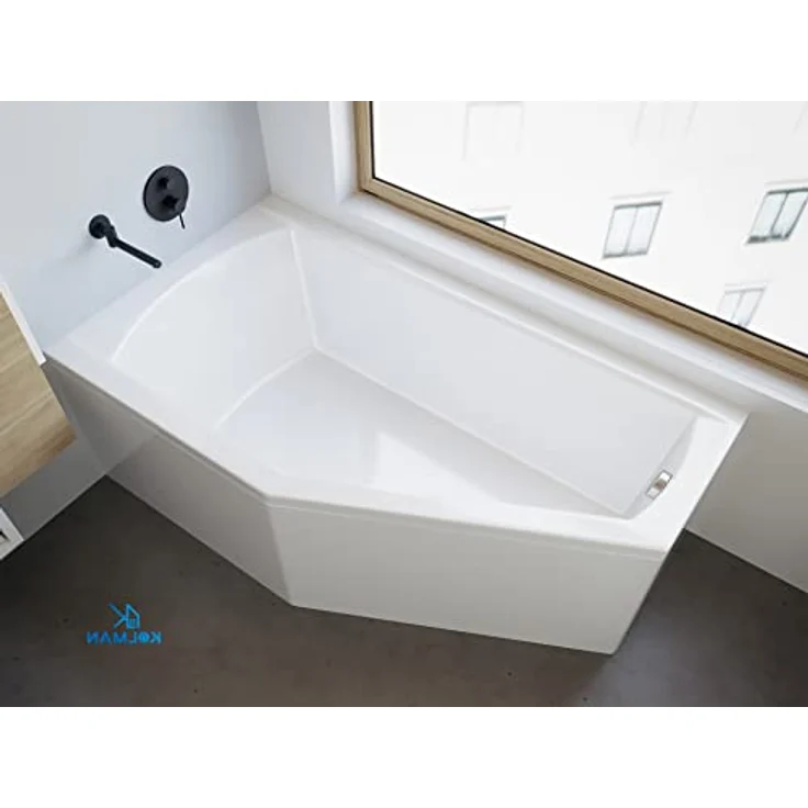 KOLMAN SELENA Eckbadewanne 150x90 Links, 170L, mit Acrylschürze, Ablaufgarnitur, Füßen, Premium Acryl, reinweiß, Komplettset 4in1 – Bild 2