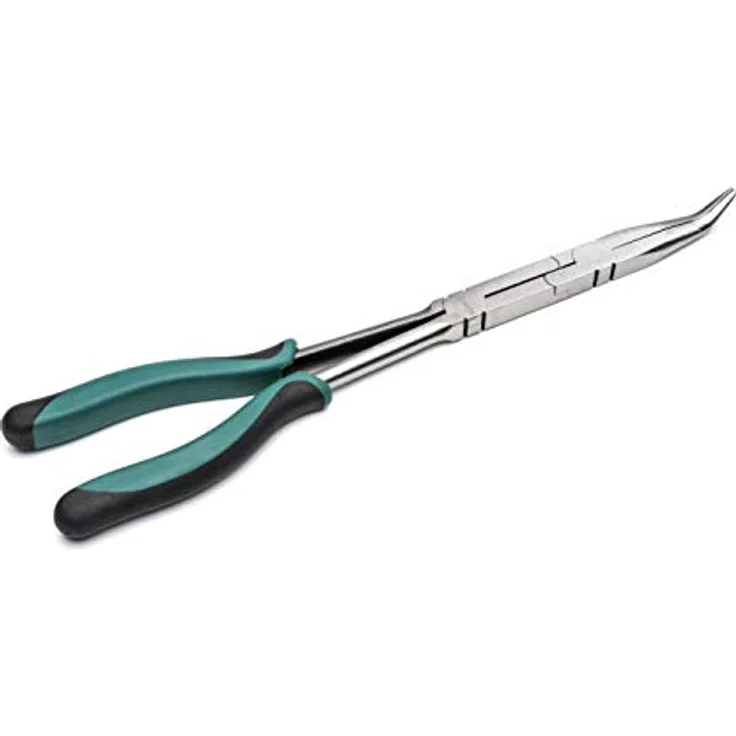 SATA Straight Body Doppelzange mit grünen Griffen und langem Nasen-Design für Zugang in engen Räumen - ST70711, 45° Spitze