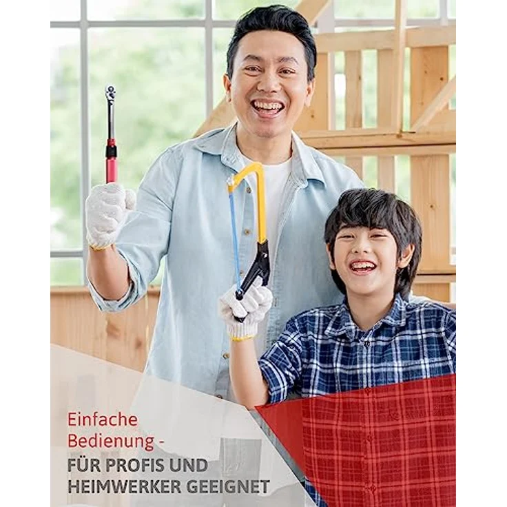 Red Tools Drehmomentschlüssel mit Zubehör - 5-25 Nm 1/4 Zoll Antrieb - Radmutternschlüssel für Auto, Fahrrad, Motorrad – Bild 4